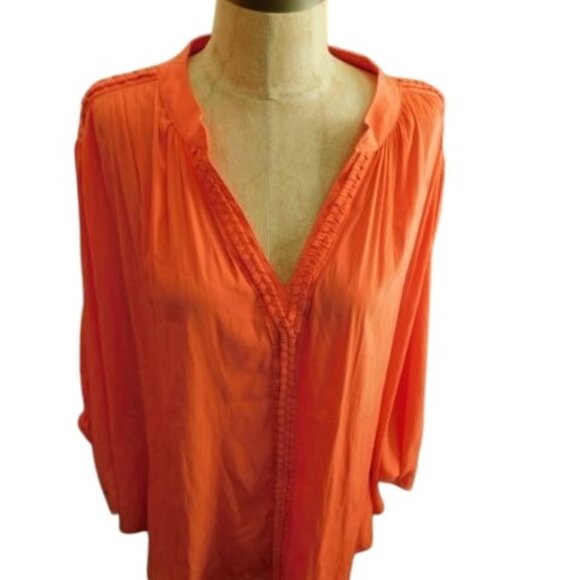 Chico's Size XL (3) Vneck Flowy Orange kimono Sleeve blouse Top - Picture 1 of 3